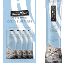 Fussie Cat Tuna with Ocean Fish Puree Lickable Cat Treats, 0.5-oz x 4-tubes