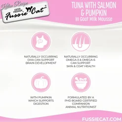 Fussie Cat Tuna with Salmon in Goat Milk Shreds Kitten Pouch, 1.5-oz case of 12