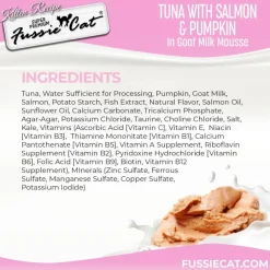 Fussie Cat Tuna with Salmon in Goat Milk Shreds Kitten Pouch, 1.5-oz case of 12