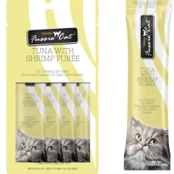 Fussie Cat Tuna with Shrimp Puree Lickable Cat Treats, 0.5-oz x 4-tubes