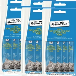 Fussie Cat Tuna with Small Anchovy in Goat Milk Puree Lickable Cat Treats, 0.5-oz x 4-tubes