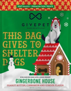 GivePet GingerBone House Peanut Butter, Cinnamon & Ginger Flavor Dog Treats, 6-oz