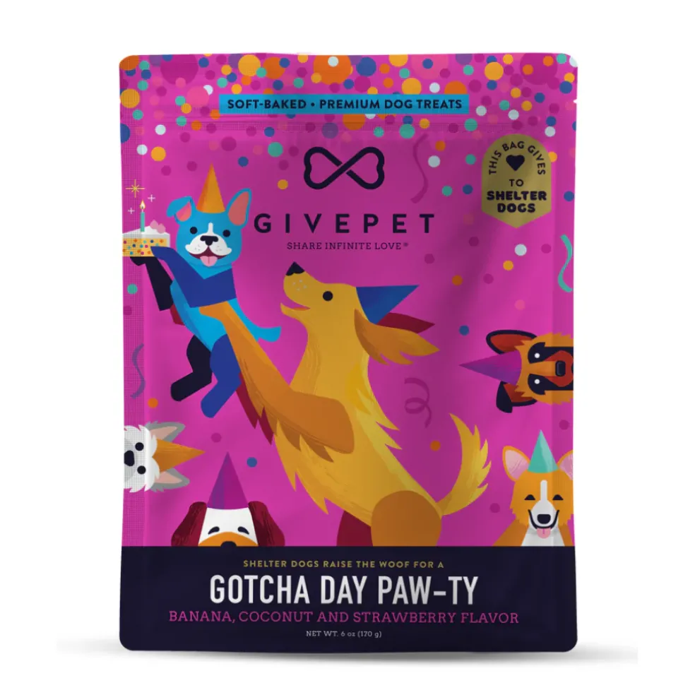 GivePet Gotcha Day Paw-ty Banana, Coconut & Strawberry Soft Baked Dog Treats (6 oz)