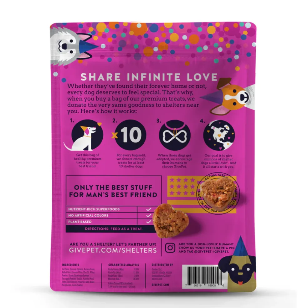 GivePet Gotcha Day Paw-ty Banana, Coconut & Strawberry Soft Baked Dog Treats (6 oz)