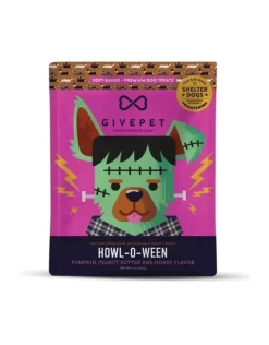 GivePet Howl-O-Ween Pumpkin, Peanut Butter & Honey Flavor Soft Dog Treats, 6-oz