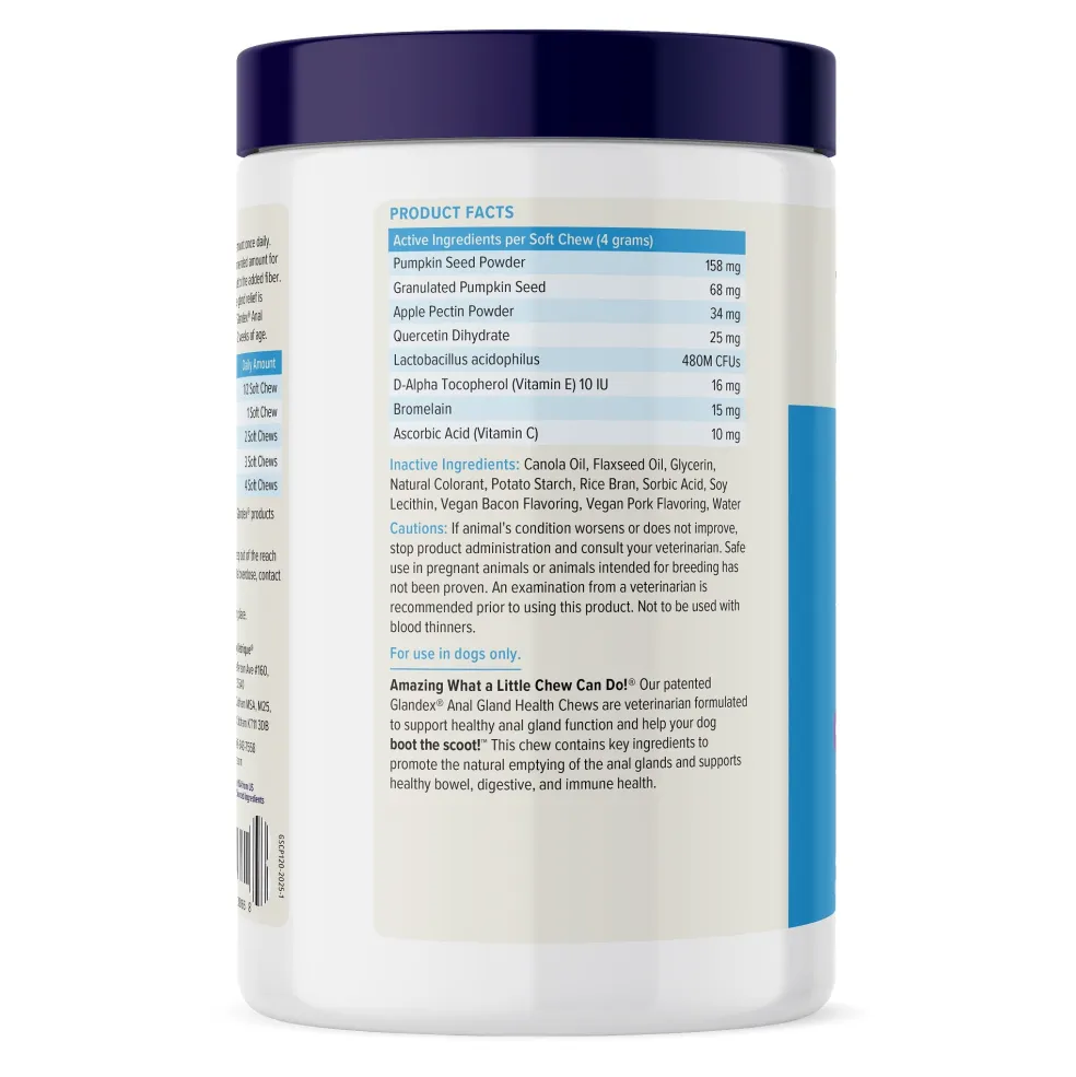 Glandex Anal Gland Support Bacon Flavored Soft Chews for Dogs