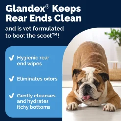 Glandex Anal Rear End Gland Hygienic Pet Wipes for Cats and Dogs