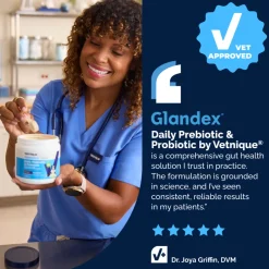 Glandex Daily Prebiotic & Probiotic Supplement Powder for Dogs, Pork Flavored