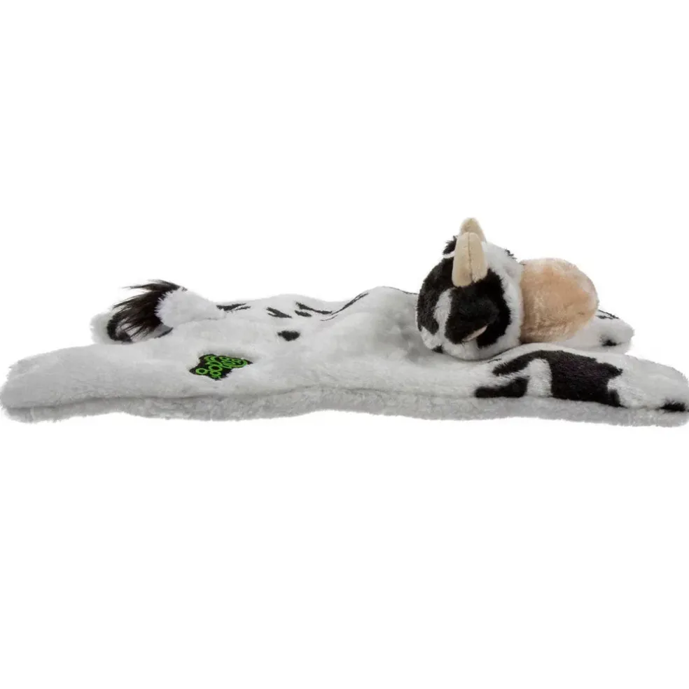 GoDog Barnyard Flats Cow Durable Squeaky Plush Dog Toy, Large