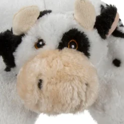 GoDog Barnyard Flats Cow Durable Squeaky Plush Dog Toy, Large