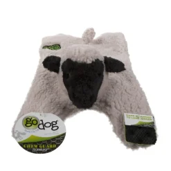 GoDog Barnyard Flats Lamb Durable Squeaky Plush Dog Toy, Large