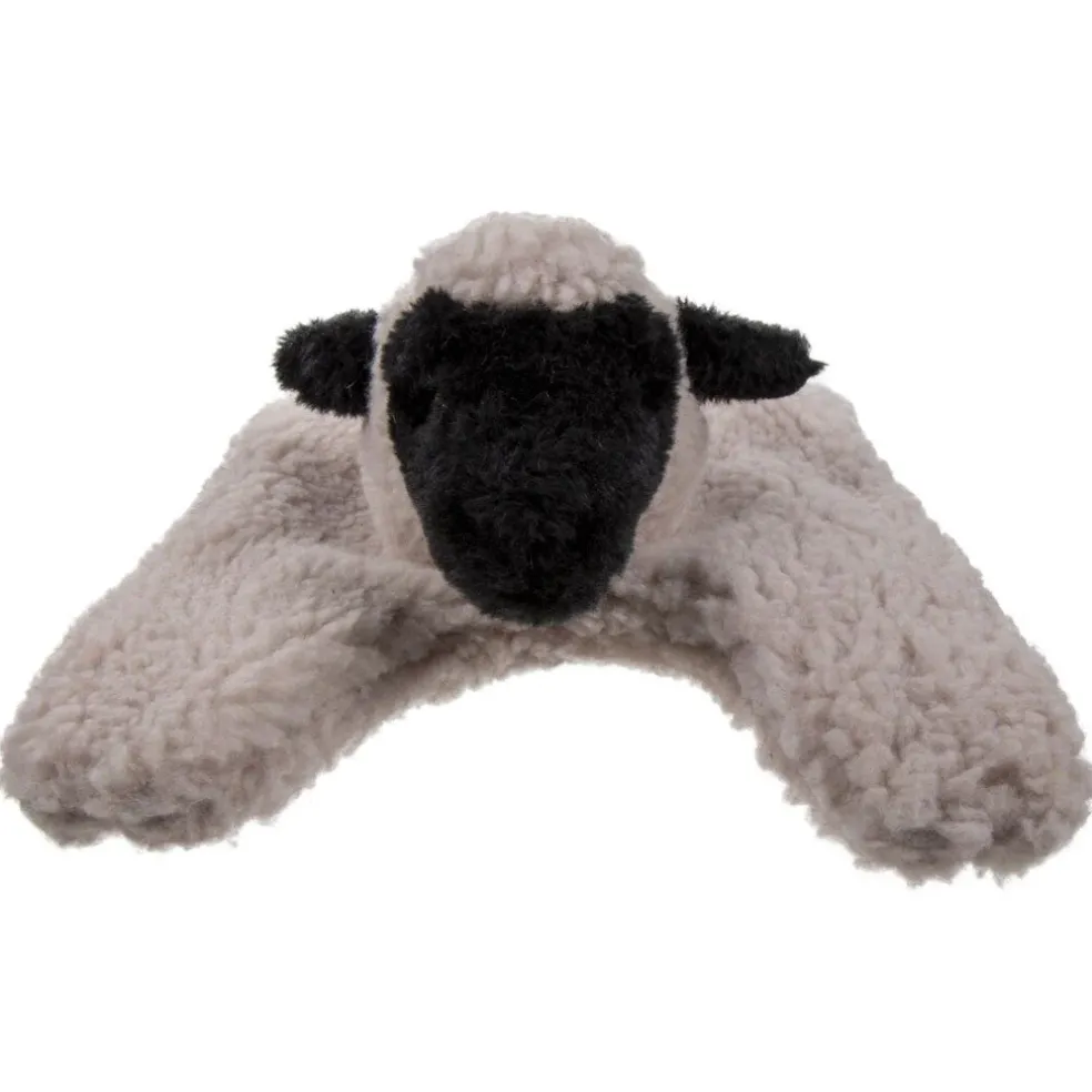 GoDog Barnyard Flats Lamb Durable Squeaky Plush Dog Toy, Large