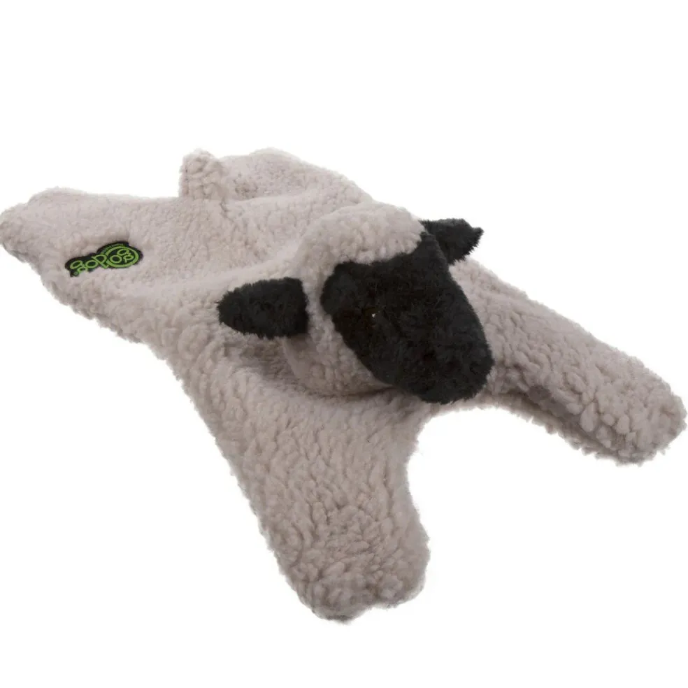GoDog Barnyard Flats Lamb Durable Squeaky Plush Dog Toy, Large