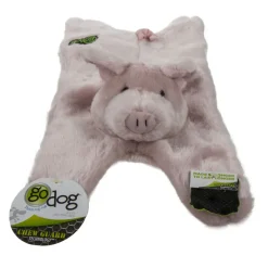 GoDog Barnyard Flats Pig Durable Squeaky Plush Dog Toy, Large