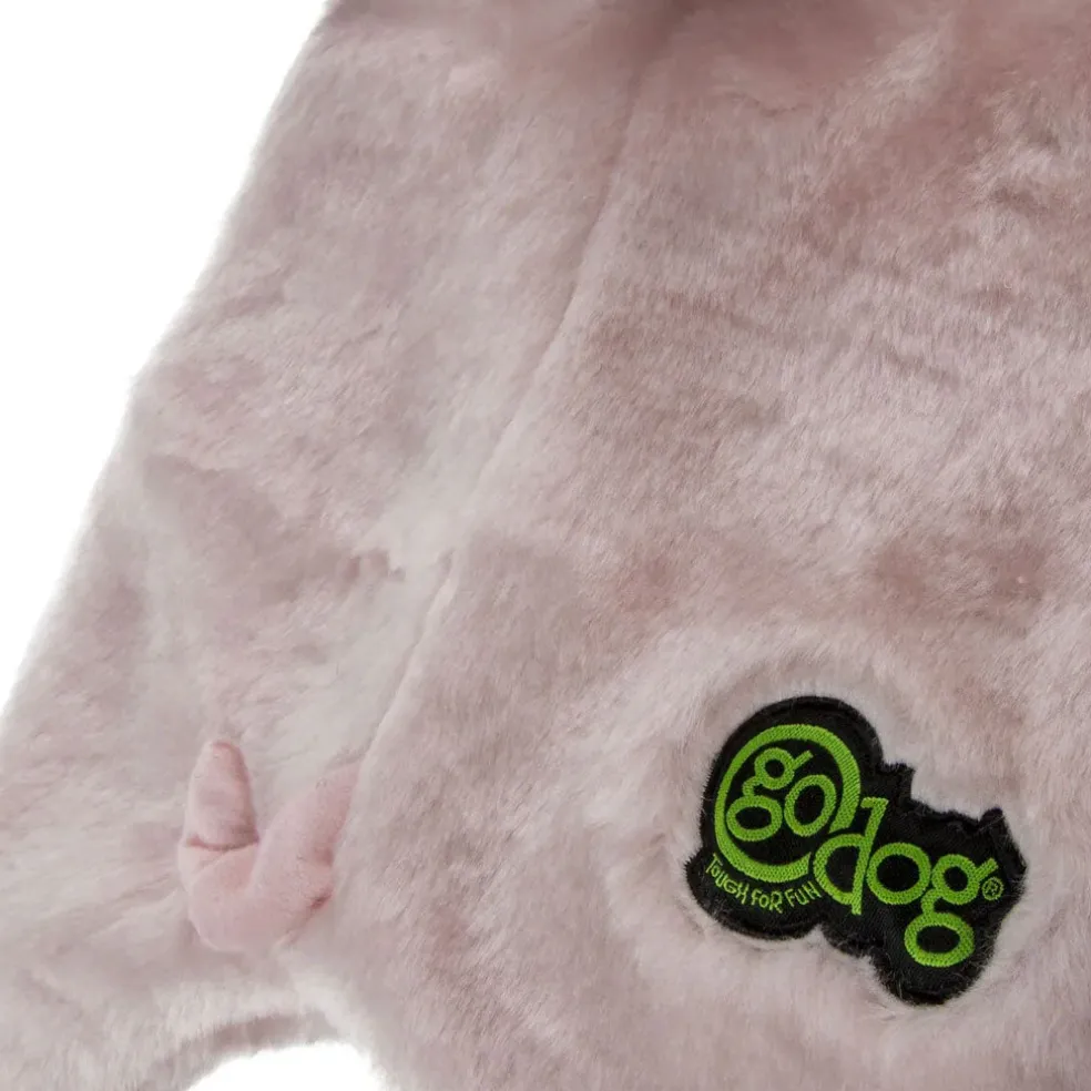 GoDog Barnyard Flats Pig Durable Squeaky Plush Dog Toy, Large