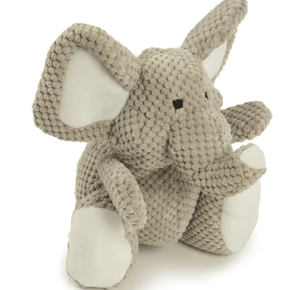 GoDog Checkers Elephant Squeaky Plush Dog Toy, Gray, X-Large
