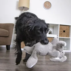 GoDog Checkers Elephant Squeaky Plush Dog Toy, Gray, X-Large