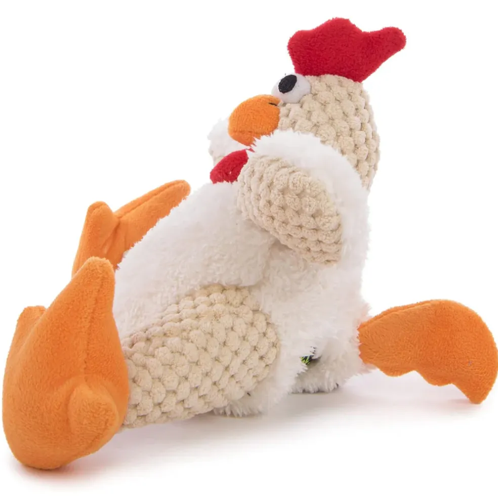 goDog Checkers Rooster with Chew Guard Technology Tough Plush Toy For Dogs