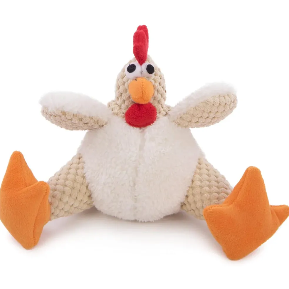 goDog Checkers Rooster with Chew Guard Technology Tough Plush Toy For Dogs