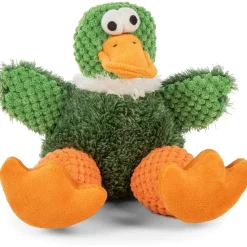 GoDog Checkers Sitting Duck Squeaky Plush Dog Toy, Large