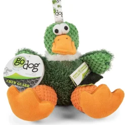GoDog Checkers Sitting Duck Squeaky Plush Dog Toy, Large