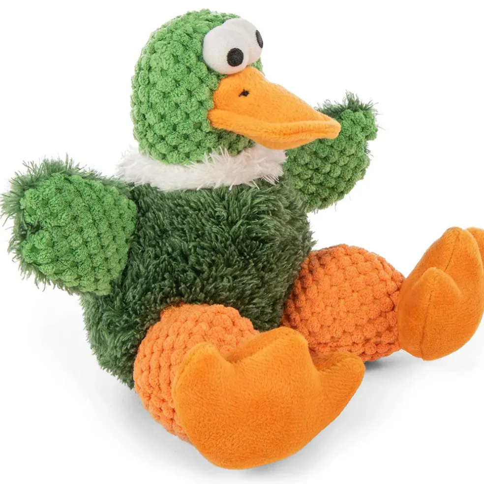 GoDog Checkers Sitting Duck Squeaky Plush Dog Toy, Large