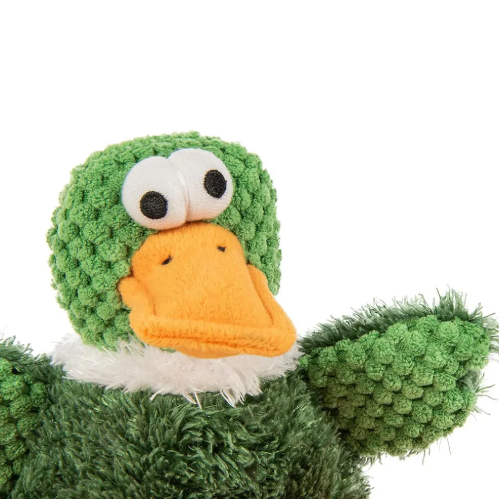 GoDog Checkers Sitting Duck Squeaky Plush Dog Toy, Large