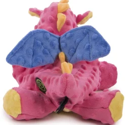 GoDog Coral Dragon Chew Guard Squeaky Plush Dog Toy, Large
