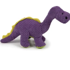 GoDog Dinos Bruto Plush Squeaker Dog Toy Purple