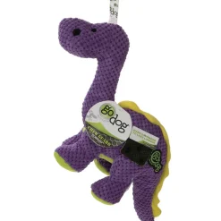 GoDog Dinos Bruto Plush Squeaker Dog Toy Purple