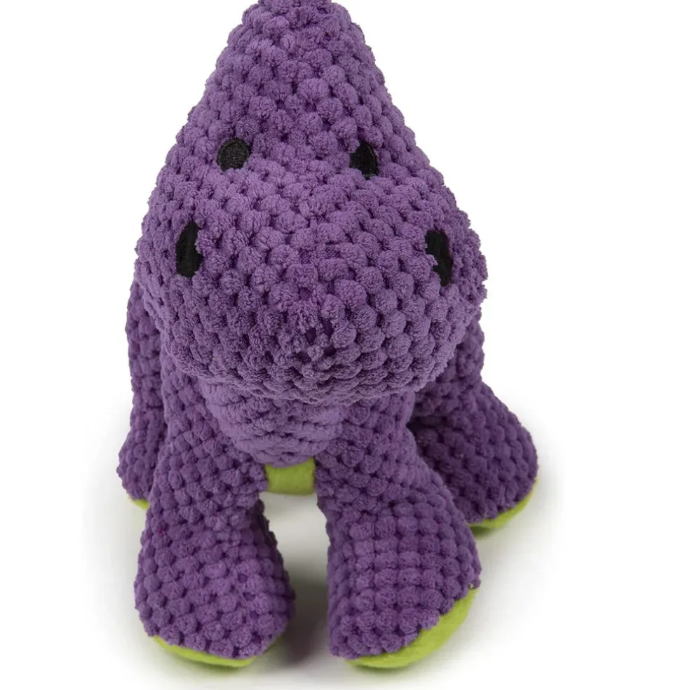 GoDog Dinos Bruto Plush Squeaker Dog Toy Purple