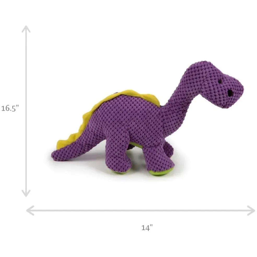 GoDog Dinos Bruto Plush Squeaker Dog Toy Purple