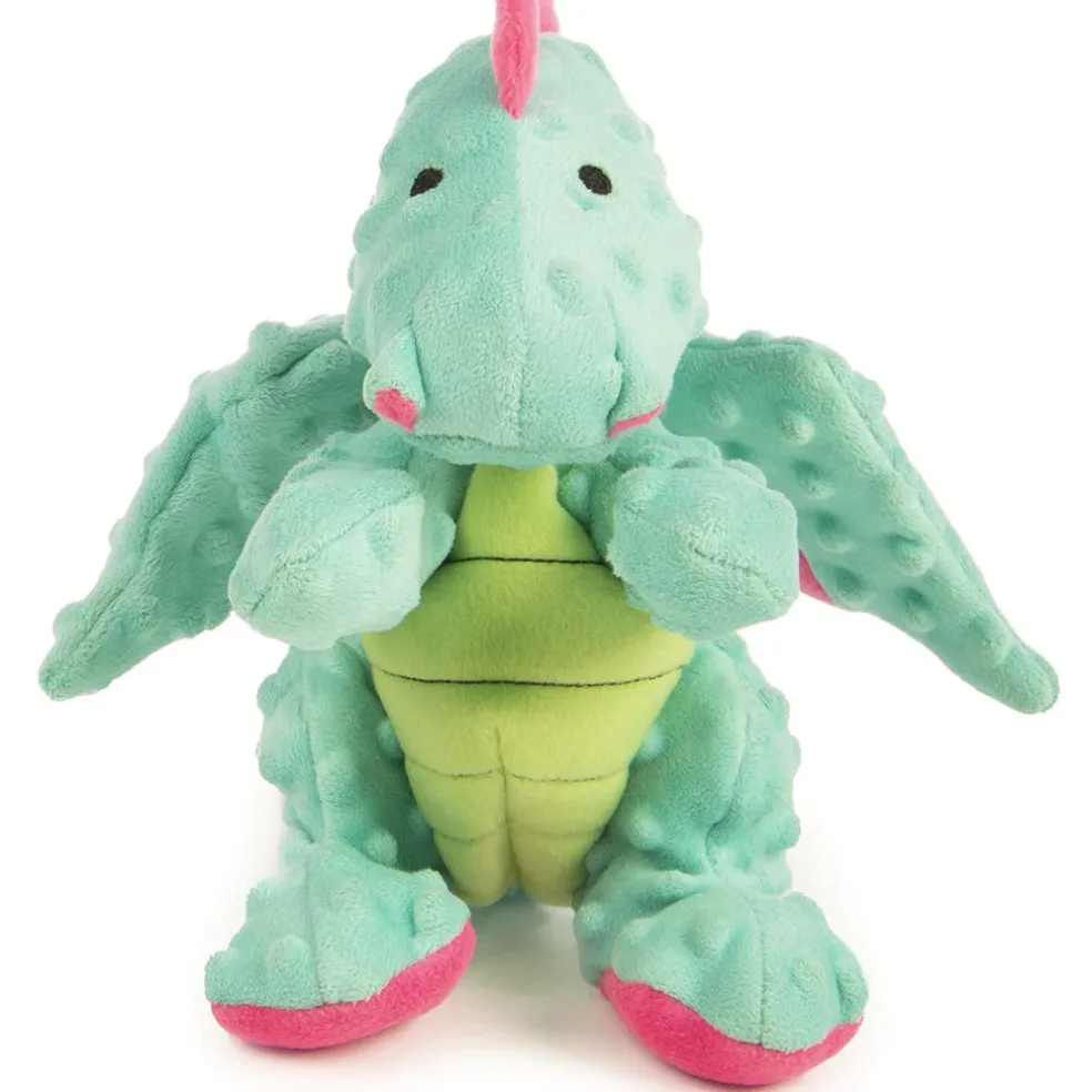GoDog Dragons Chew Guard Squeaky Plush Dog Toy, Seaform, Large