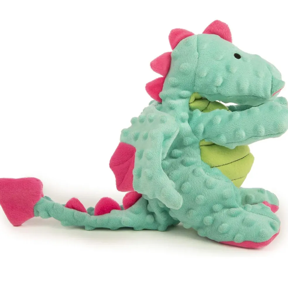 GoDog Dragons Chew Guard Squeaky Plush Dog Toy, Seaform, Large