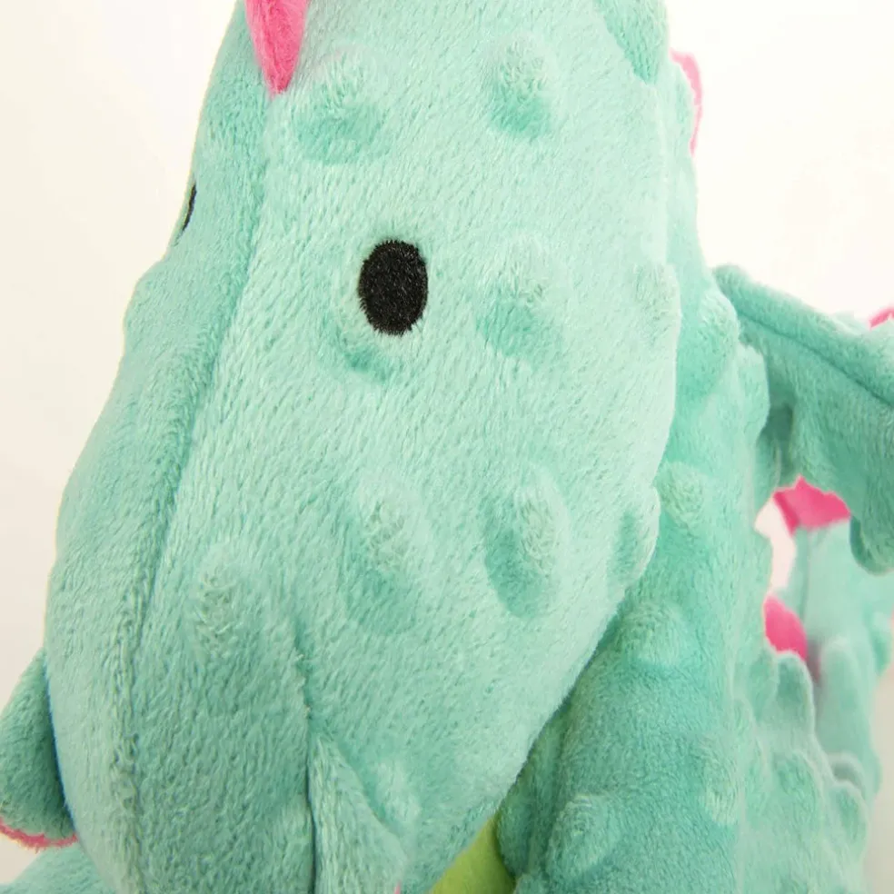 GoDog Dragons Chew Guard Squeaky Plush Dog Toy, Seaform, Large