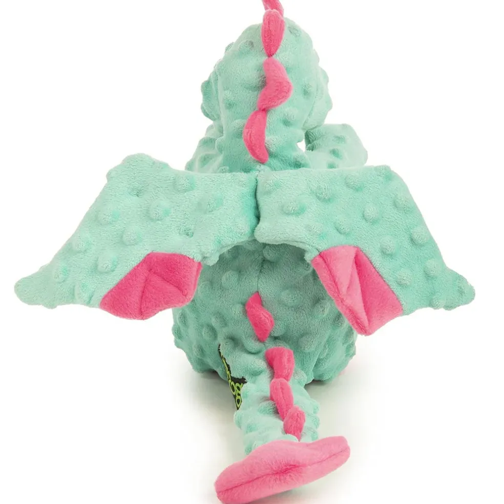 GoDog Dragons Chew Guard Squeaky Plush Dog Toy, Seaform, Large