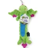 GoDog Dragons Skinny Chew Guard Squeaky Plush Dog Toy, Green, Large