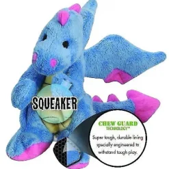 goDog Dragons with Chew Guard Technology Tough Plush Toy For Dogs, Periwinkle