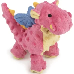 goDog Dragons with Chew Guard Technology Tough Plush Toy For Dogs, Coral