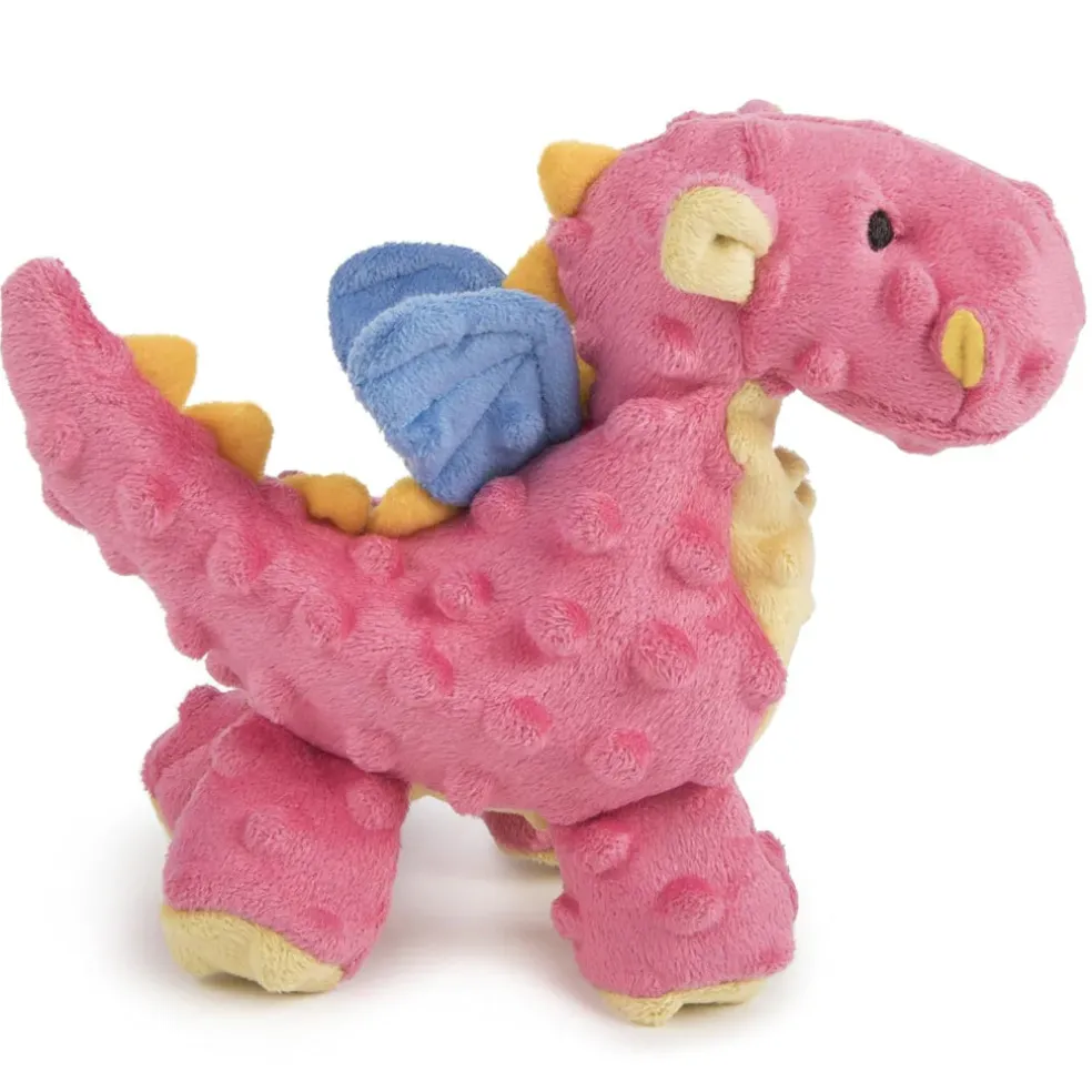 goDog Dragons with Chew Guard Technology Tough Plush Toy For Dogs, Coral