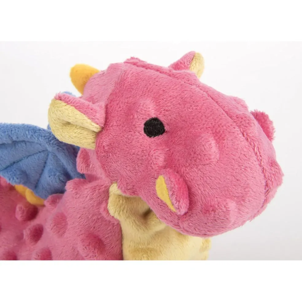 goDog Dragons with Chew Guard Technology Tough Plush Toy For Dogs, Coral