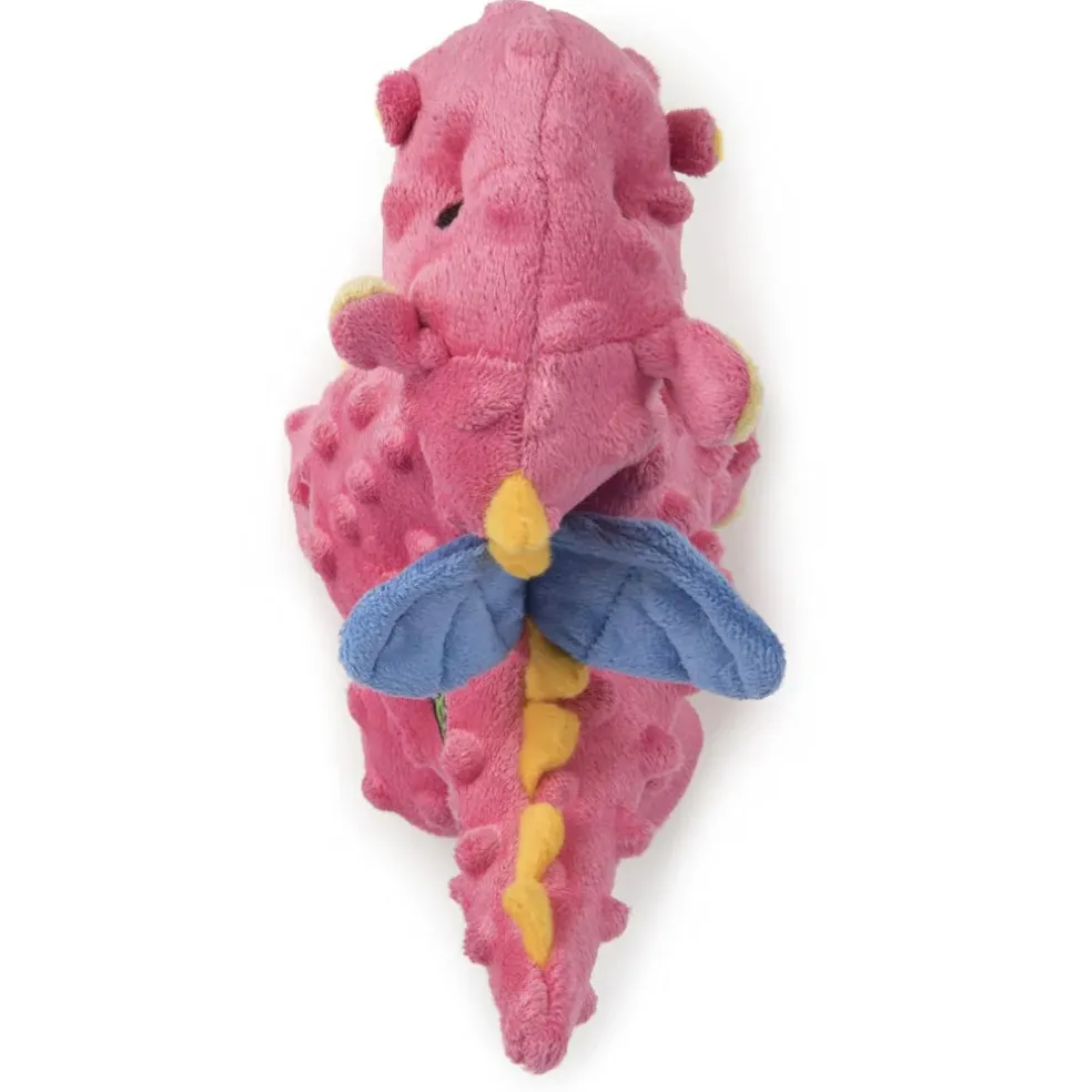 goDog Dragons with Chew Guard Technology Tough Plush Toy For Dogs, Coral
