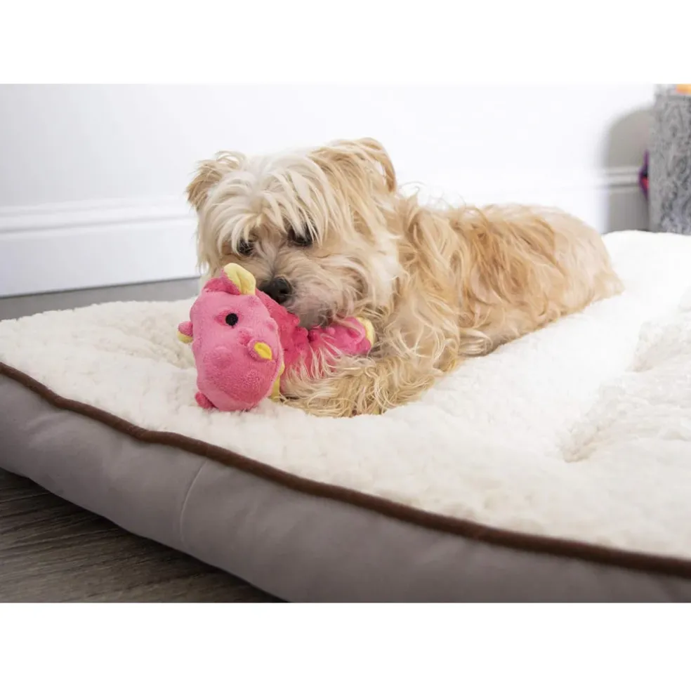 goDog Dragons with Chew Guard Technology Tough Plush Toy For Dogs, Coral