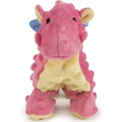 goDog Dragons with Chew Guard Technology Tough Plush Toy For Dogs, Coral