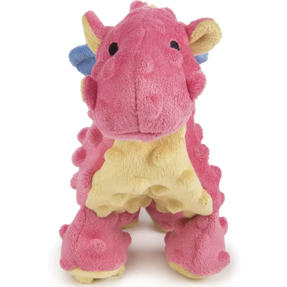 goDog Dragons with Chew Guard Technology Tough Plush Toy For Dogs, Coral