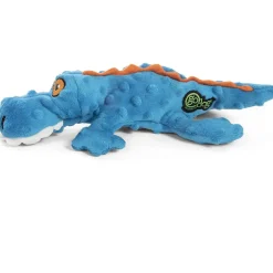 GoDog Gators Chew Guard Squeaky Plush Dog Toy, Blue, Large