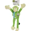 GoDog Green Tugs Monkey Chew Guard Squeaky Plush Dog Toy, Large