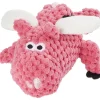 GoDog Just for Me Chew Guard Mini Flying Pig Squeaky Plush Dog Toy, Light Pink