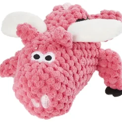 GoDog Just for Me Chew Guard Mini Flying Pig Squeaky Plush Dog Toy, Light Pink