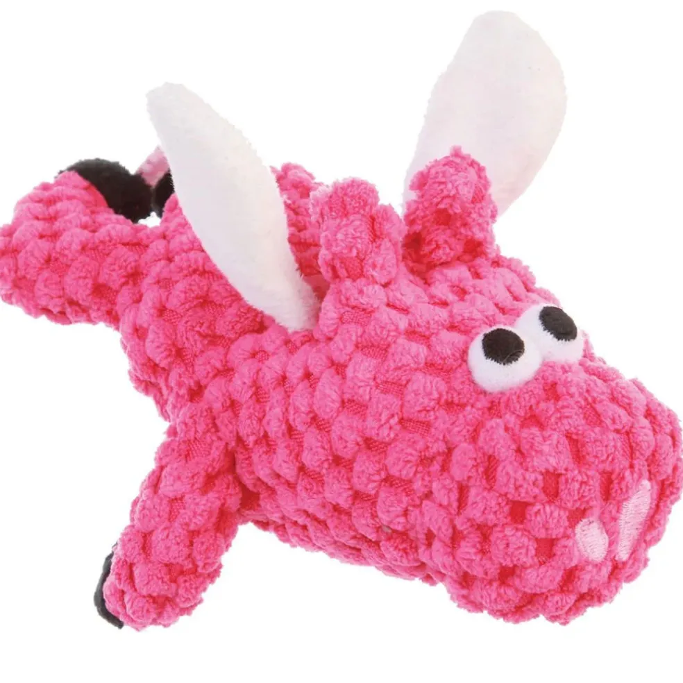 GoDog Just for Me Chew Guard Mini Flying Pig Squeaky Plush Dog Toy, Light Pink